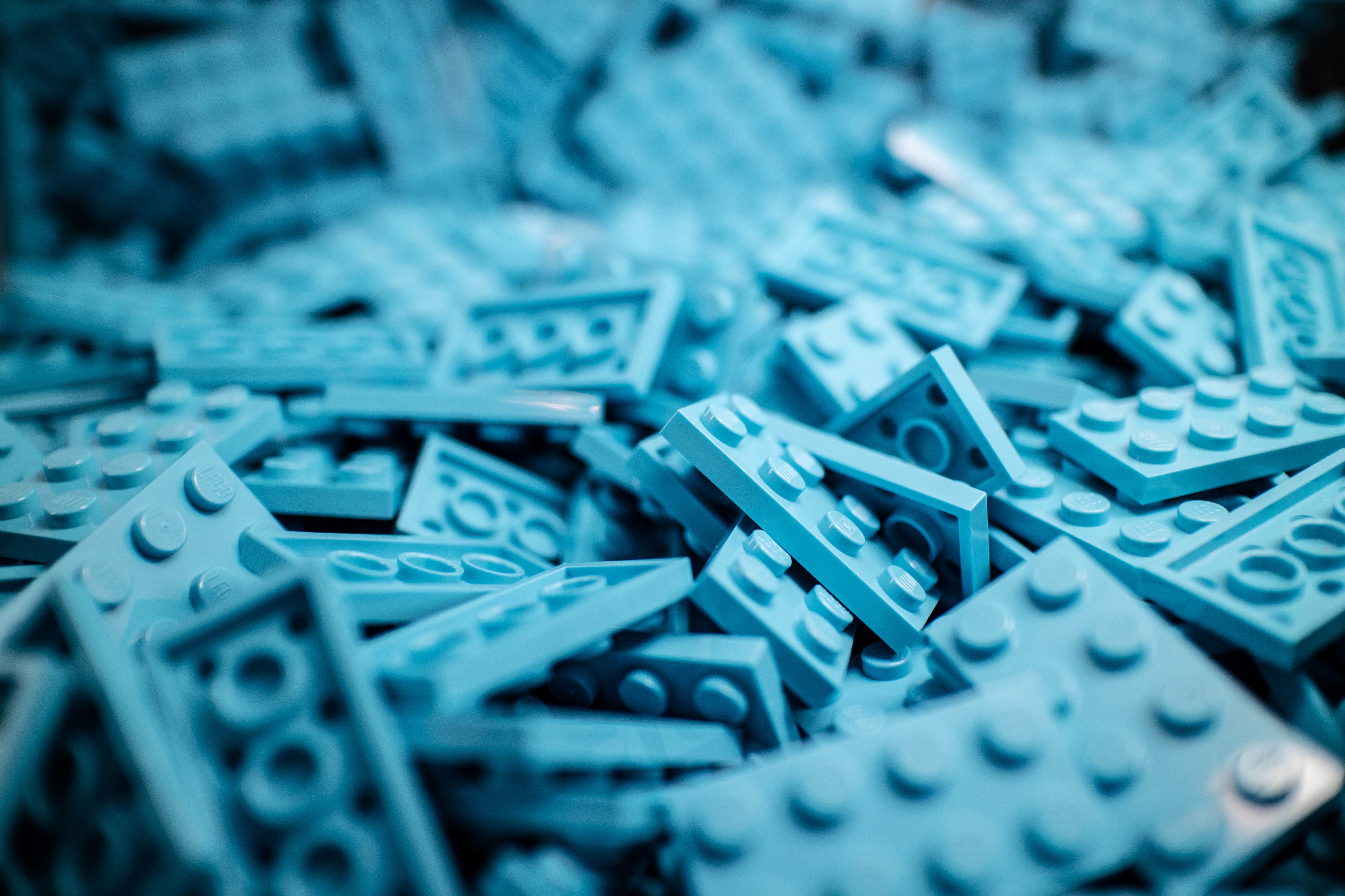pile of blue legos